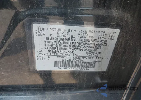 2013 Nissan Sentra S/Sv/Sr/Sl from USA, damaged, VIN 3N1AB7AP7DL722516
